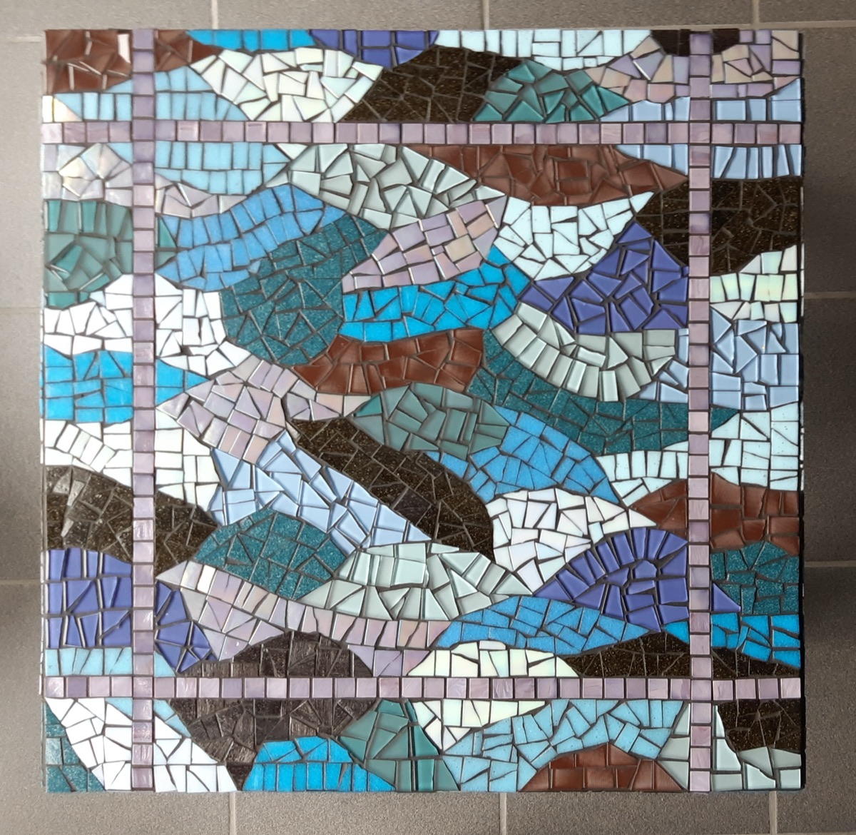 Mozaïektafel in blauwtinten